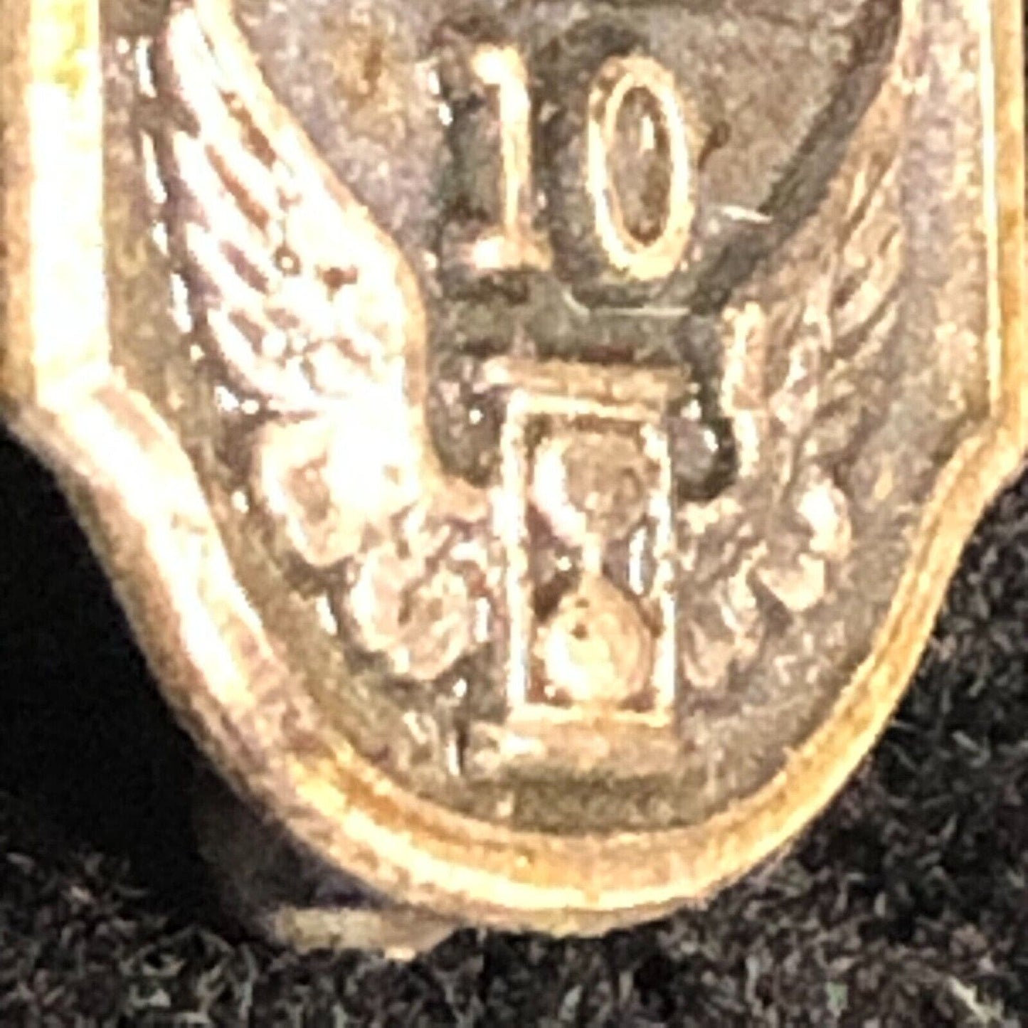Vintage GF 10 Winged Hourglass Wings Military? Lapel Pinback Eagle Sterling