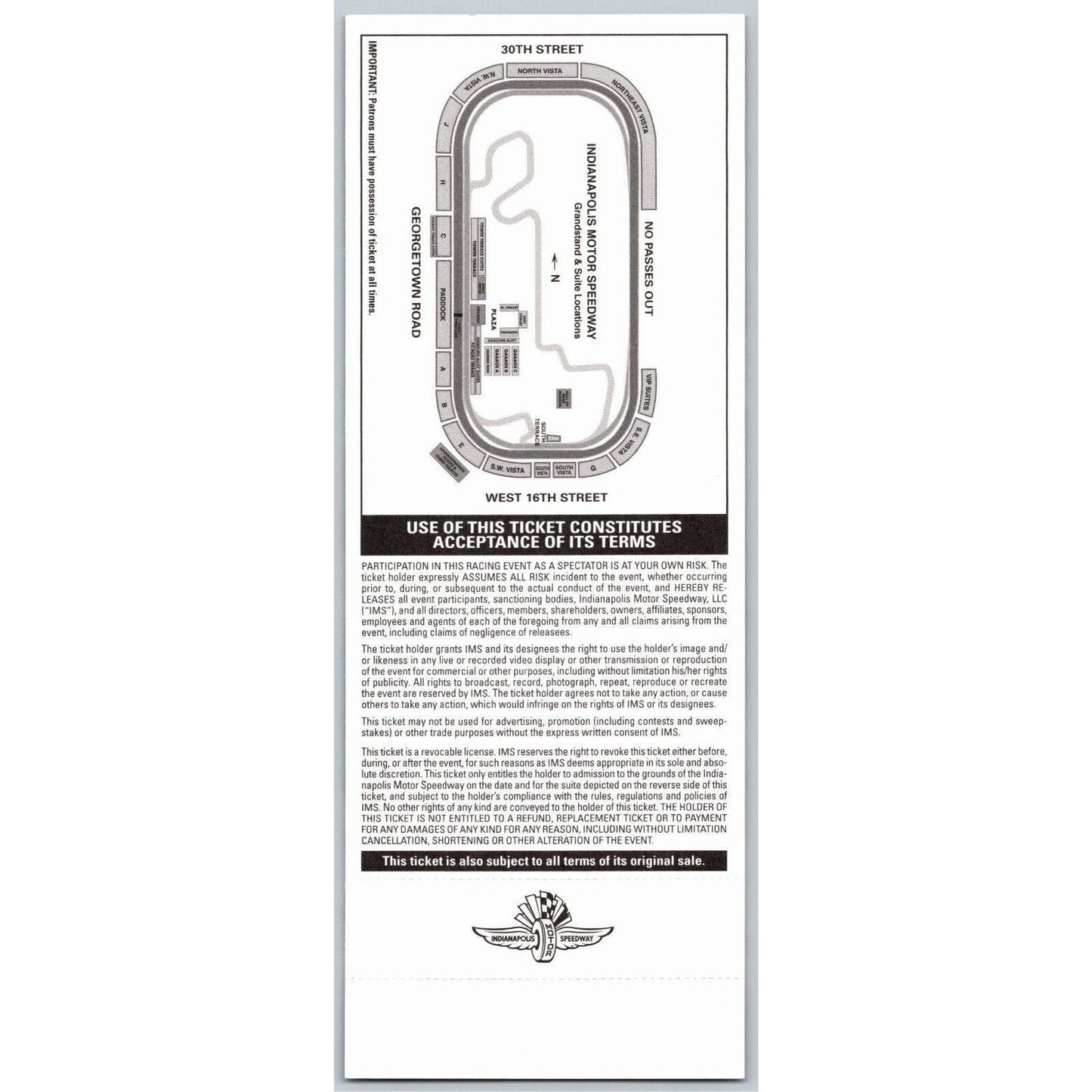 2012 Indy 500 Miller Lite Carb Day 5/25 Pagoda Suite Two Unused Ticket #134