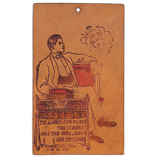 Funny Leather Postcard Always Good To Have Two In Sight One the Girl.. c1906-08