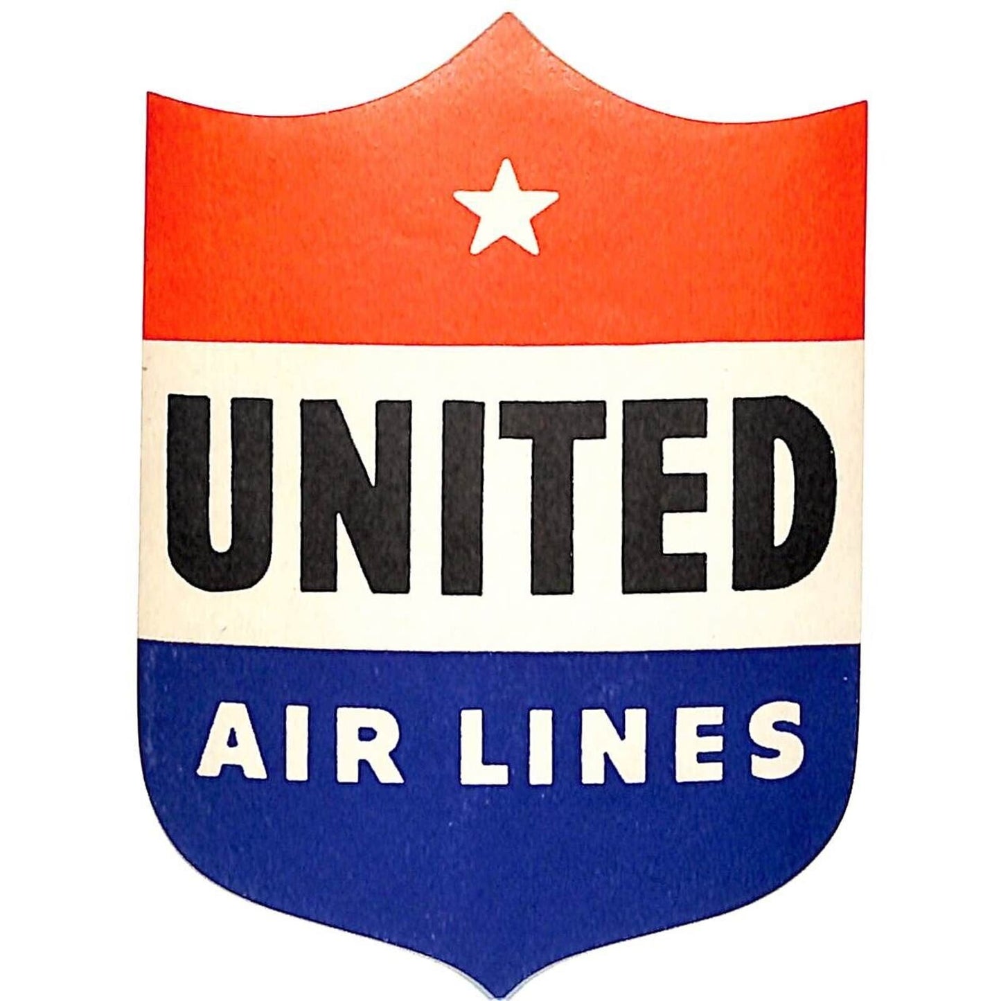 Delta Airlines Luggage Label Shield Die Cut Red White Blue 3" x 3 3/4"