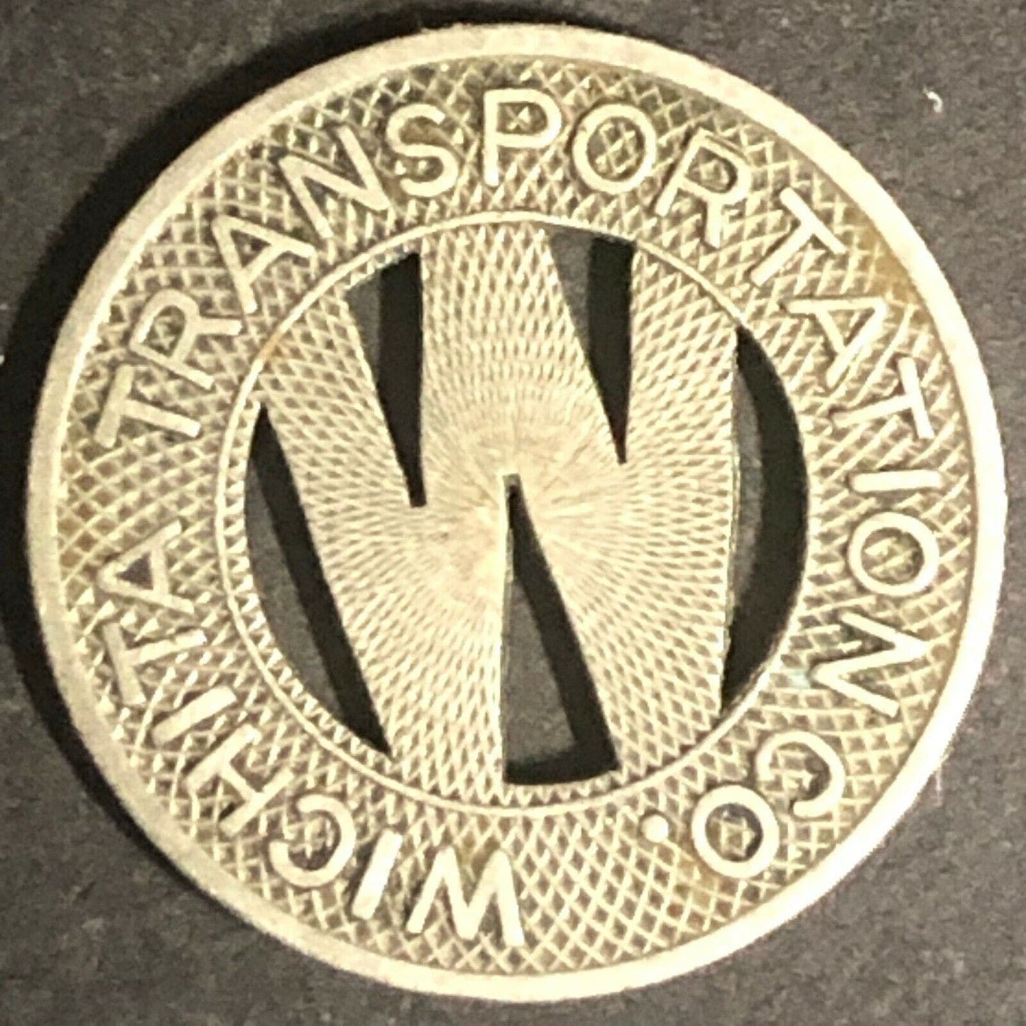 c1940's 16mm Wichita Transportation Corp. G/F One Fare Brass - Transit Token KS