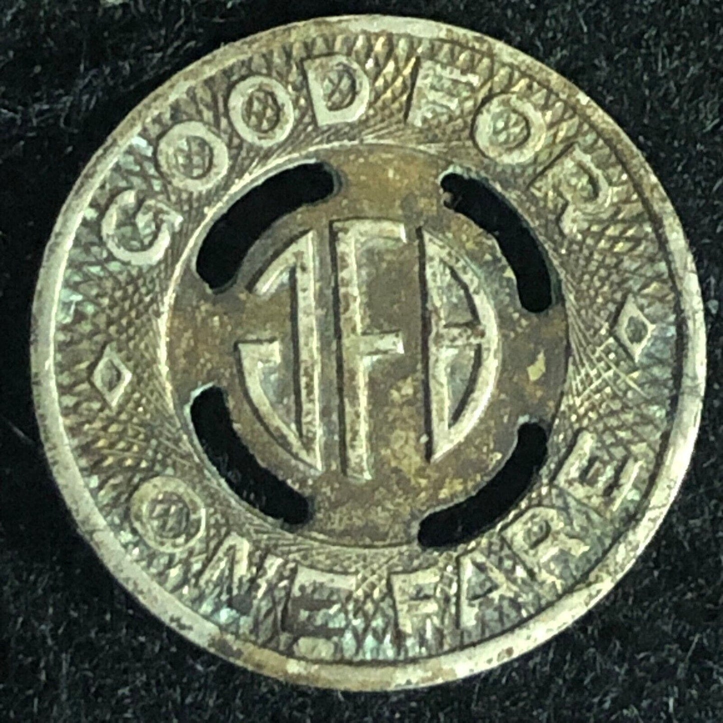 Johnson Fare Box Co. JFB - Manufacturer's Sample G/F One Fare Token 16mm Scarce
