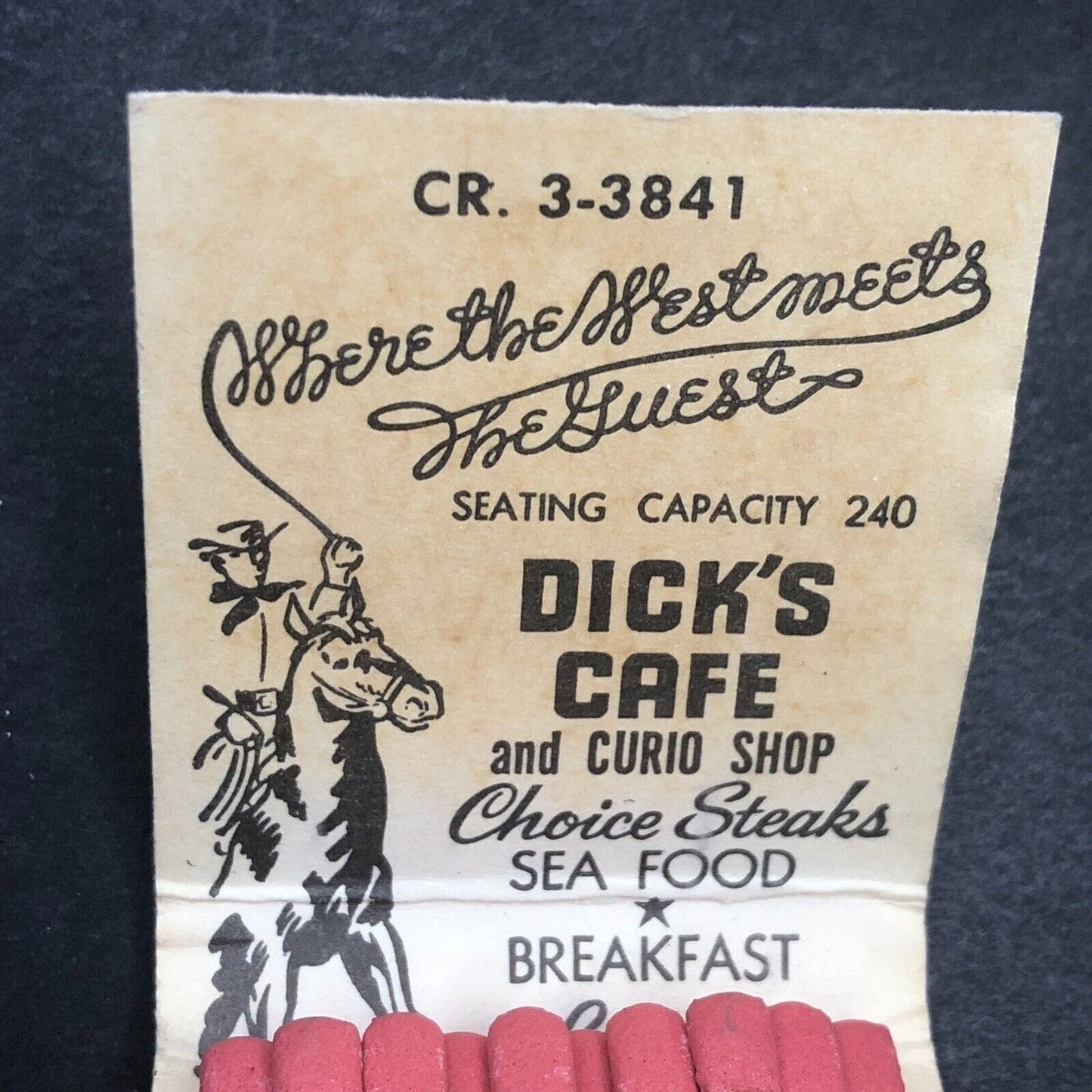 St. George, UT Dick's Cafe & Gift Shop Mostly Full (-3) Matchbook c1950's Scarce