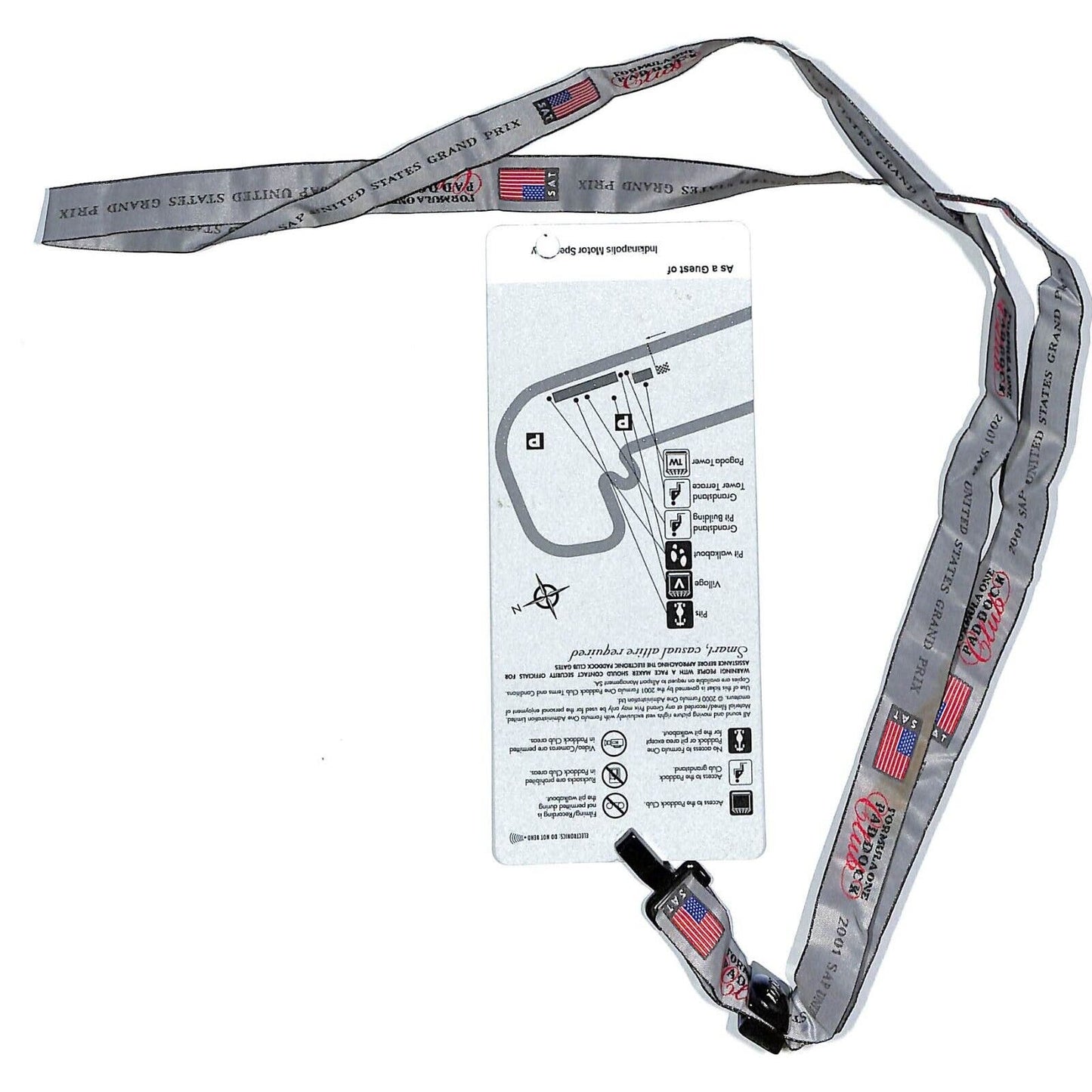 2001 SAP United Grand Prix Formula One Paddock Club Pass w/ Neck Strap IMS