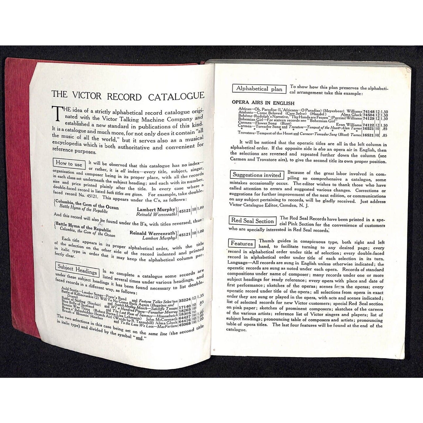 1919 Catalogue of Victor Records Talking Machine 200+pp w/ Red Seal Section