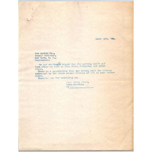 Leys Jewelers Butte, MT Gorham Company Silver - 3 1932 Plain Letters