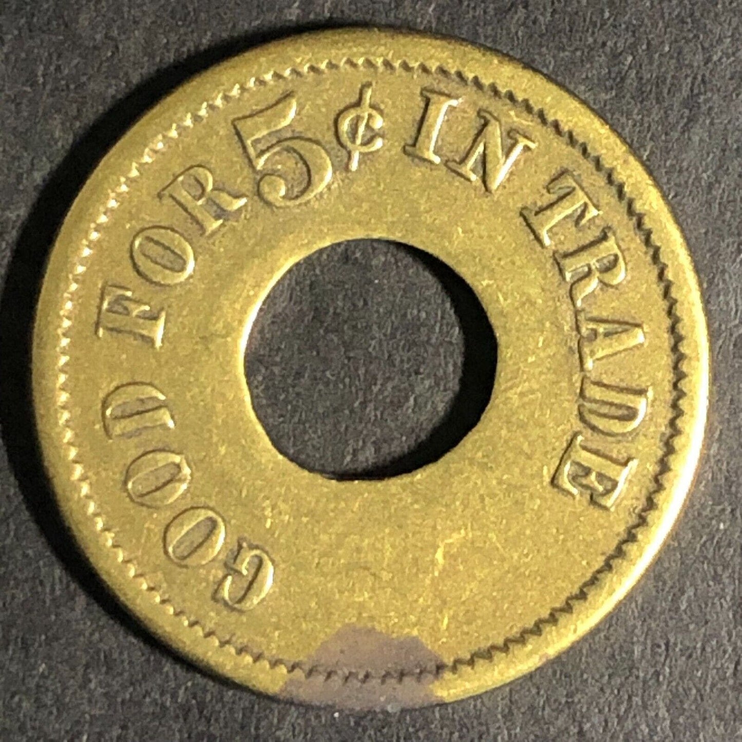 Northwestern Candy Co. (Seattle) Brass G/F 5c In Trade Token -- 21mm