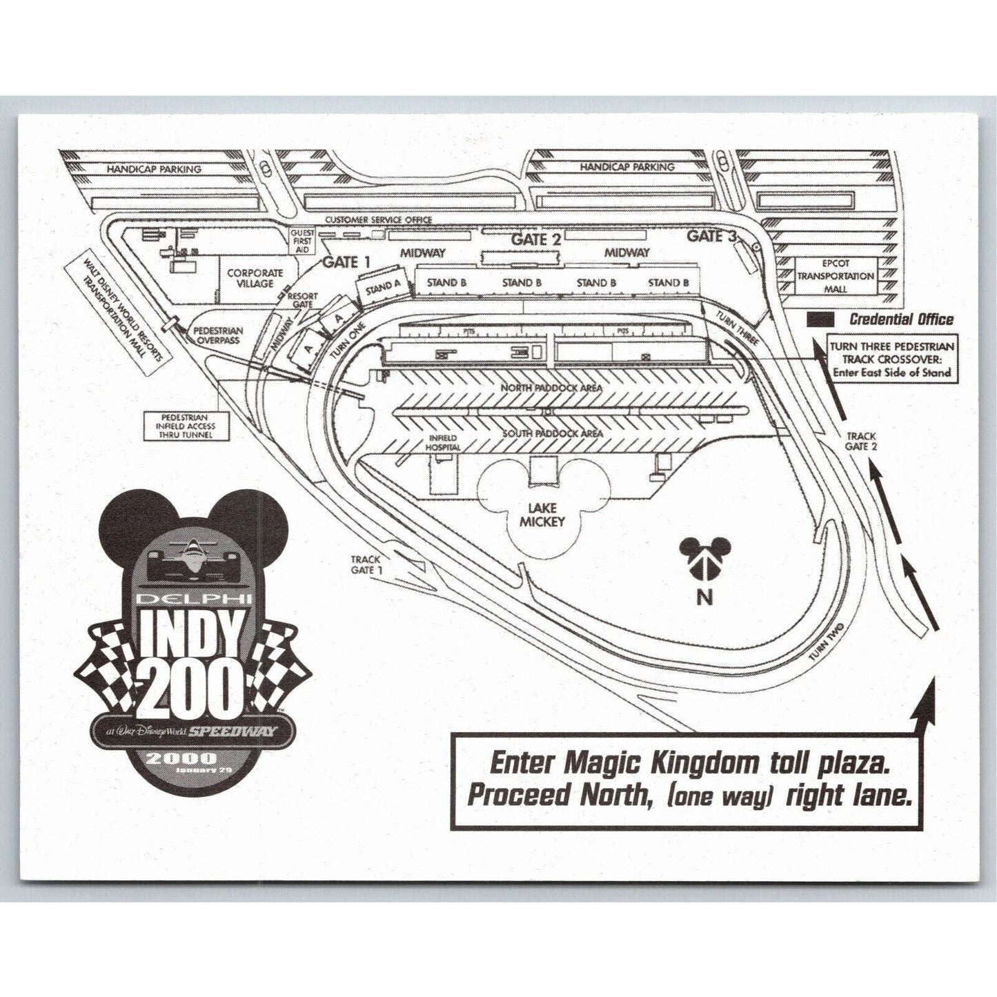 2000 Indy 200 Walt Disney World Speedway Credential Redemption Coupon Card Map