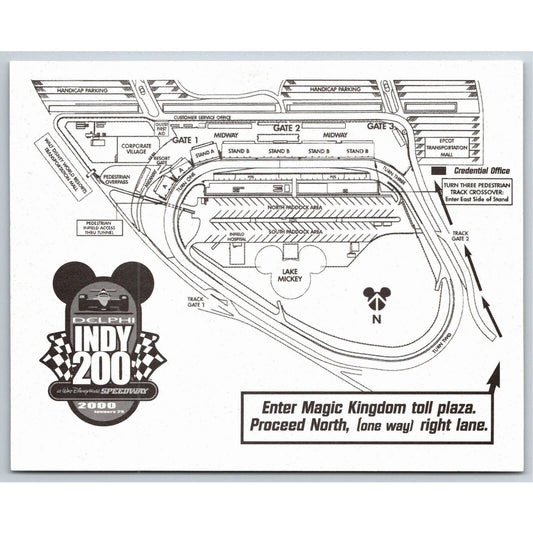 2000 Indy 200 Walt Disney World Speedway Credential Redemption Coupon Card Map