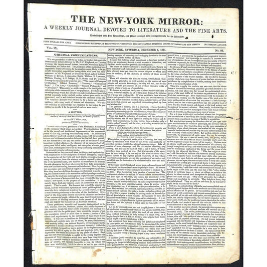 New-York Mirror Weekly Journal Literature Fine Arts Newspaper 10/8/31 8pp