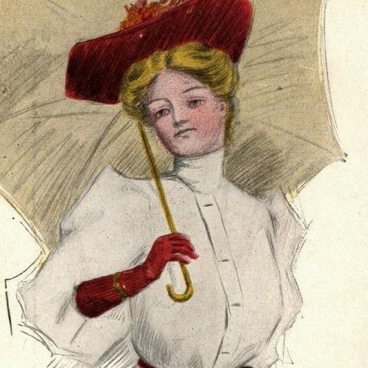 c1907 Society Girls Series / "An Afternoon Stroll" / Hemsteger Vintage Postcard