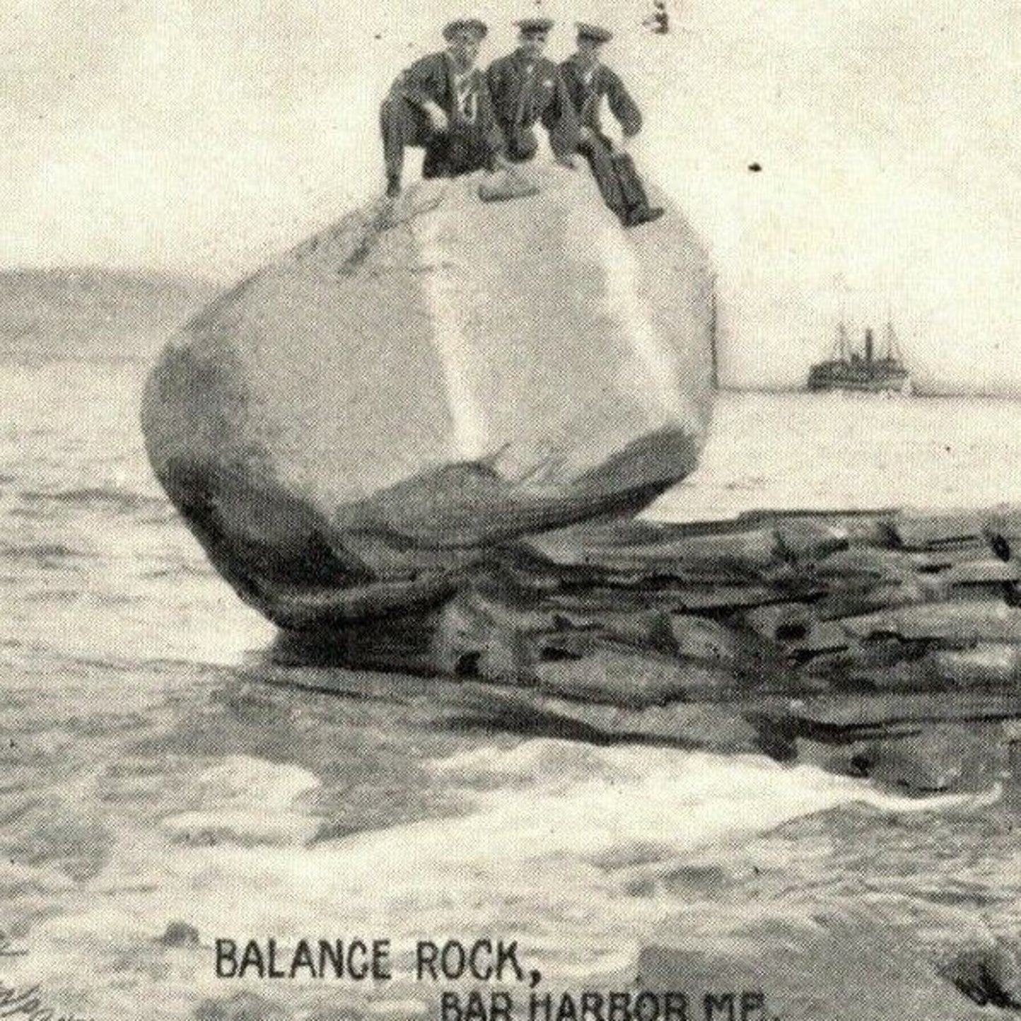 Vintage US Flag Patriotic Eagle PMC Postcard c1903 "Balance Rock, Bar Harbor, ME