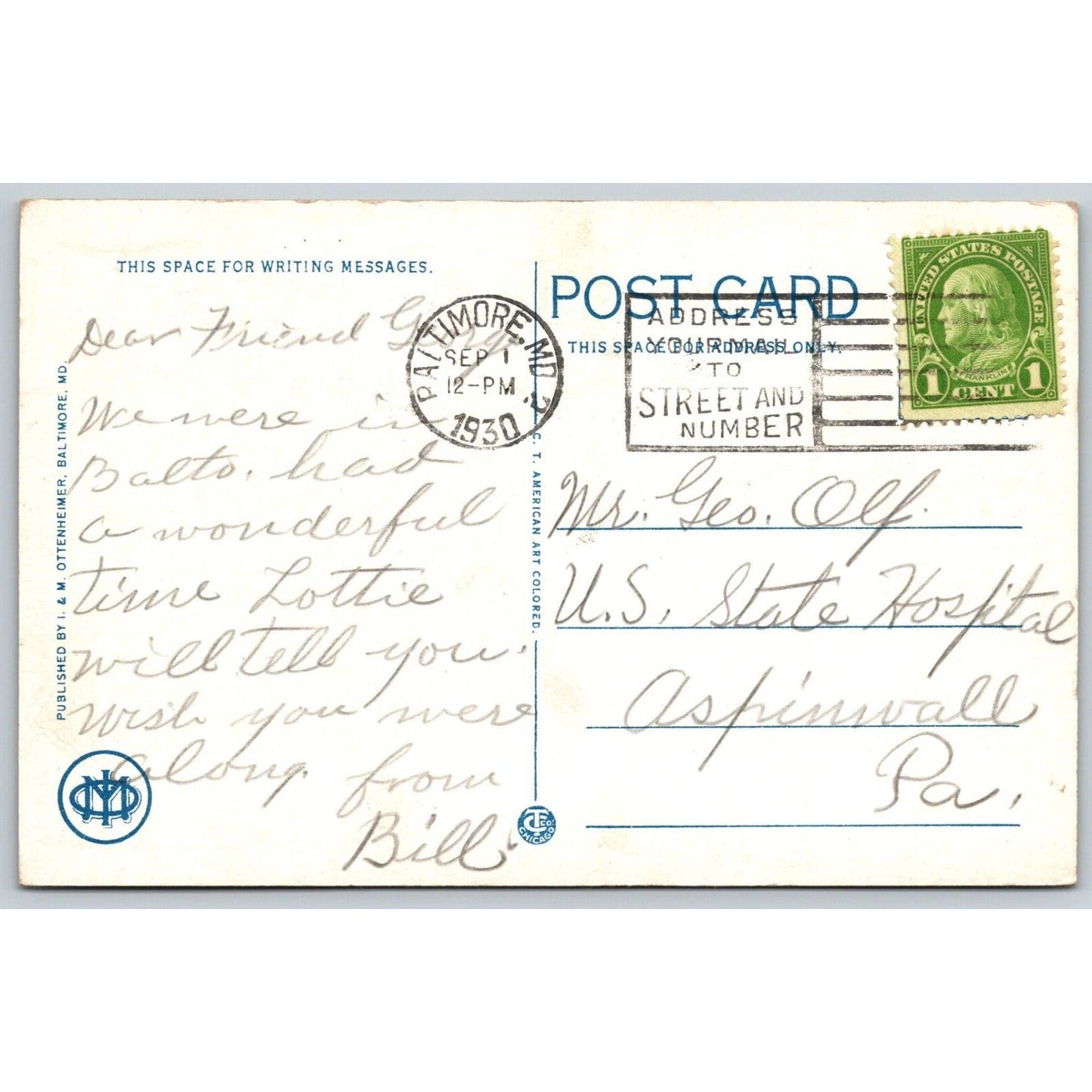 Bromo Seltzer Tower Building Baltimore Advertising Postcard PM 1930 VGC