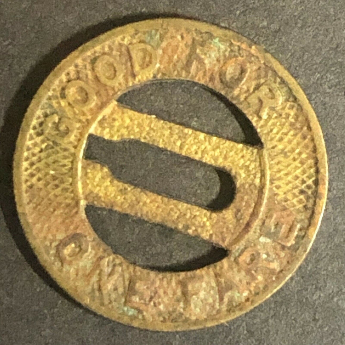 c1920-40's 16mm "Connecticut Company" G/F One Fare - Brass Transit Token (1611)