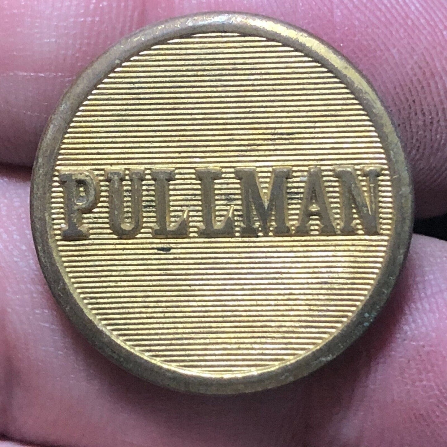 Pullman Railroad Uniform Button Brass 3/4" Flat - Waterbury