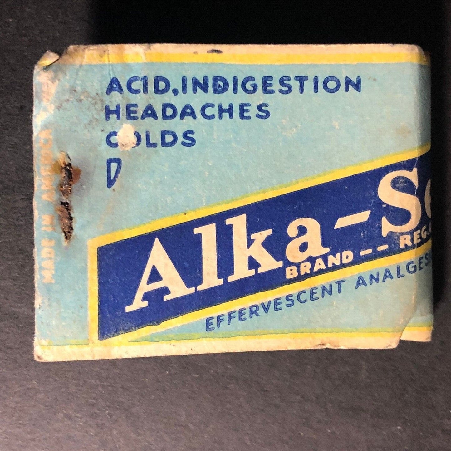 Alka-Seltzer Tablets Matchbook c1940's-50's Full 20-Strike Damage