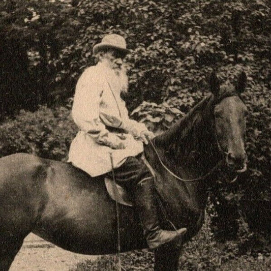 c1906 Vintage Russian Art Postcard Leo Tolstoy on Horse (4183)