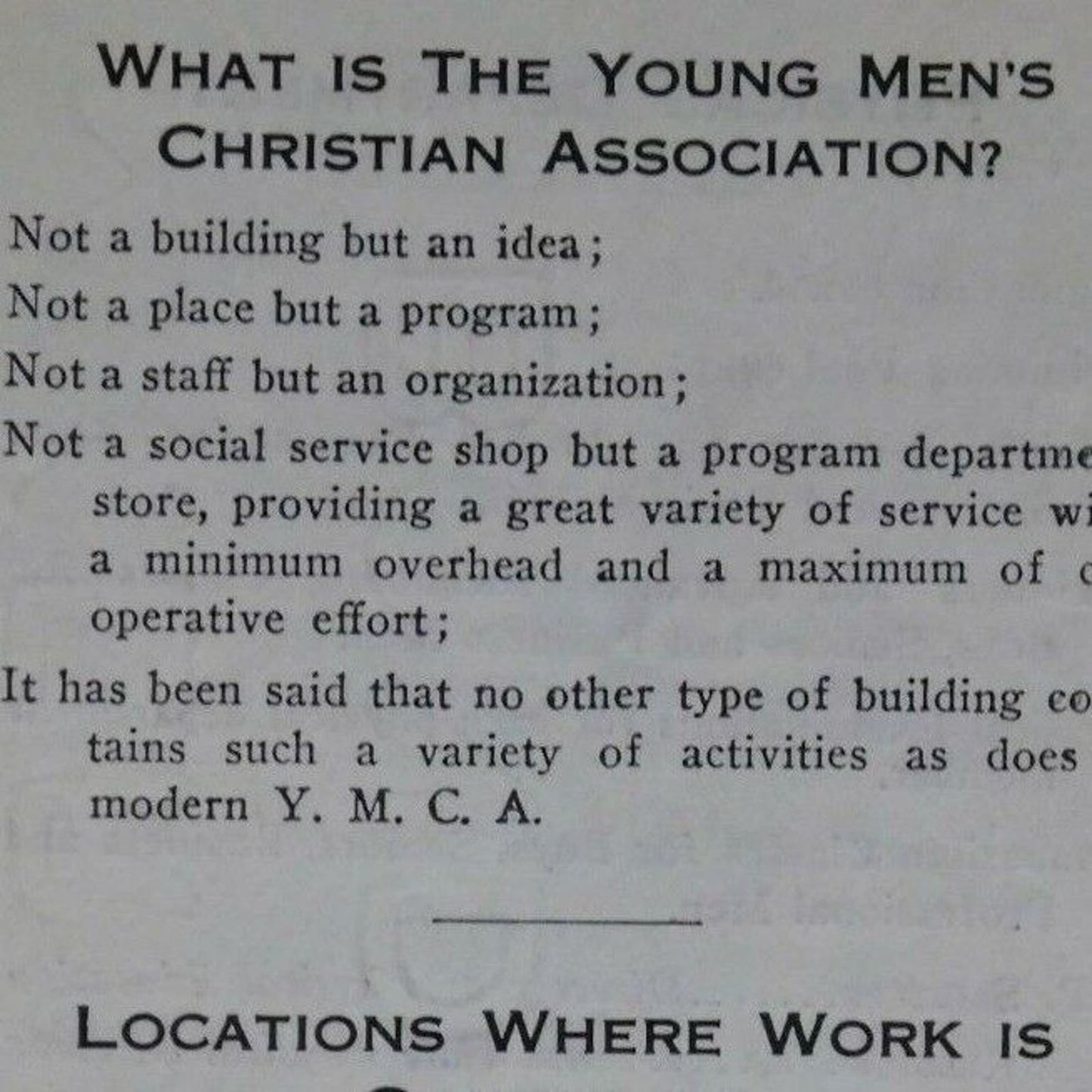 Vintage Small c1940's New Haven, CT YMCA Handout / Flyer