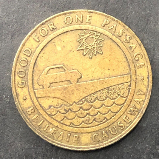 Belleair Causeway Pinellas County, FL Transit Token Brass w/ Sun 20mm