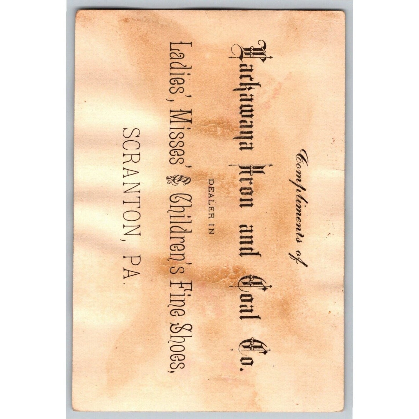Lackawana Iron and Coal Scranton, PA Victorian Trade Card Woman in Fancy Dress