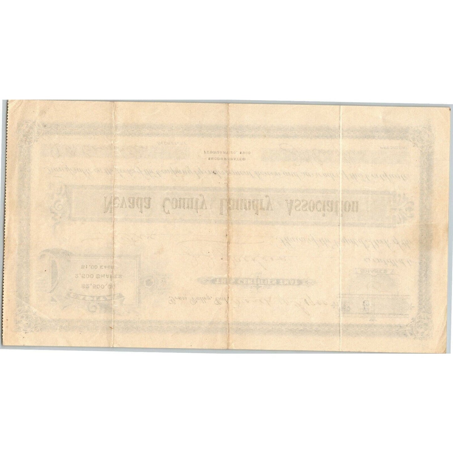 Vintage 1900 Stock Certificate "Nevada County Laundry Association"