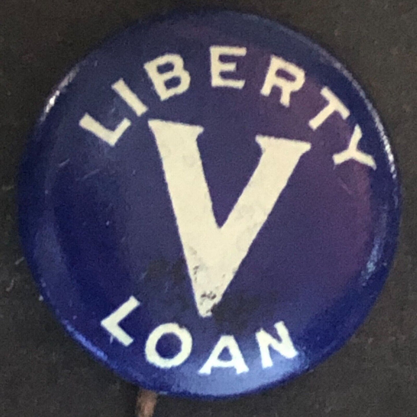 WWI Liberty Loan "V" (For Victory) Steel Pinback Button - 17.5mm c1918