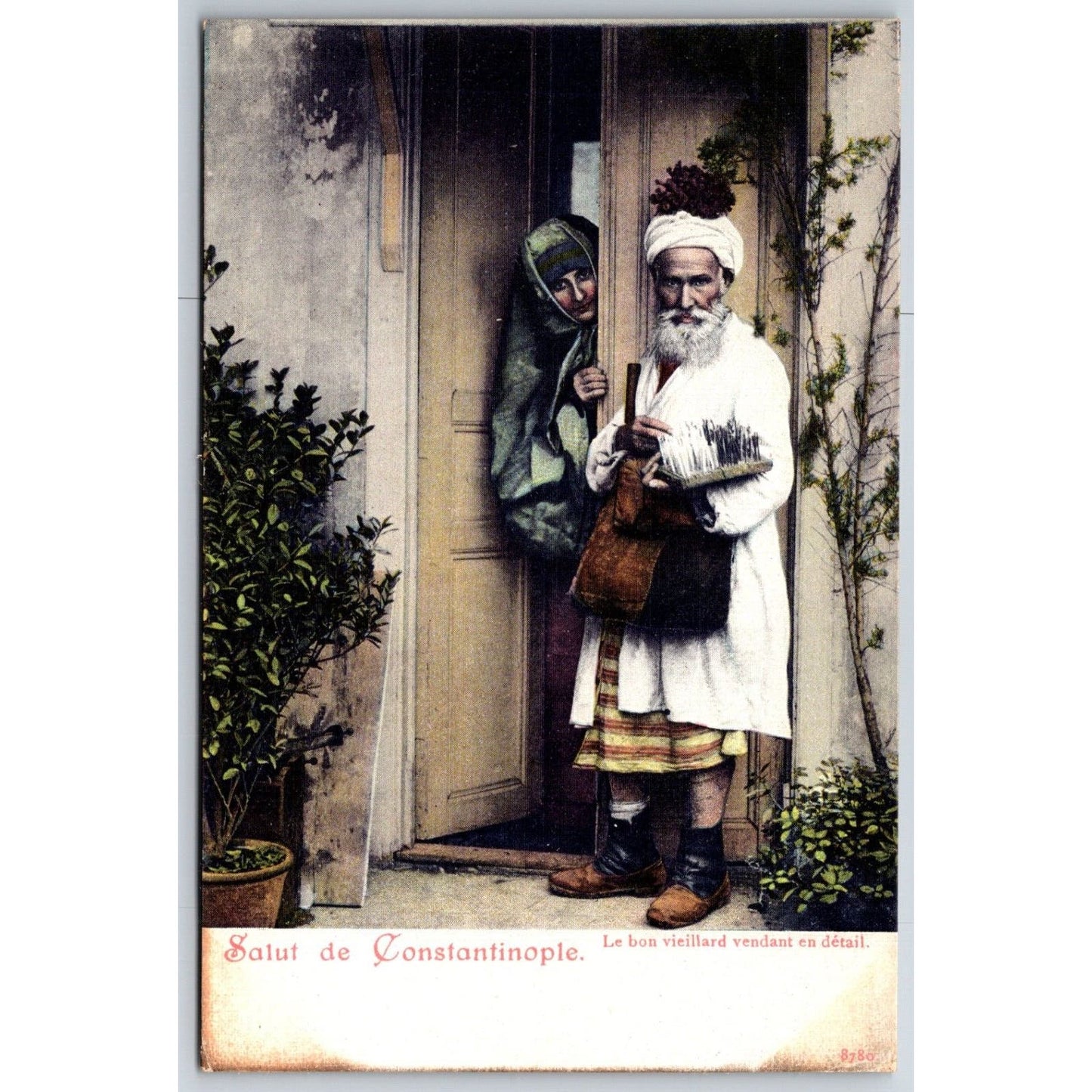 French Postcard Constantinople "Good Old Man Selling Retail" c1901-1907 NP VGC