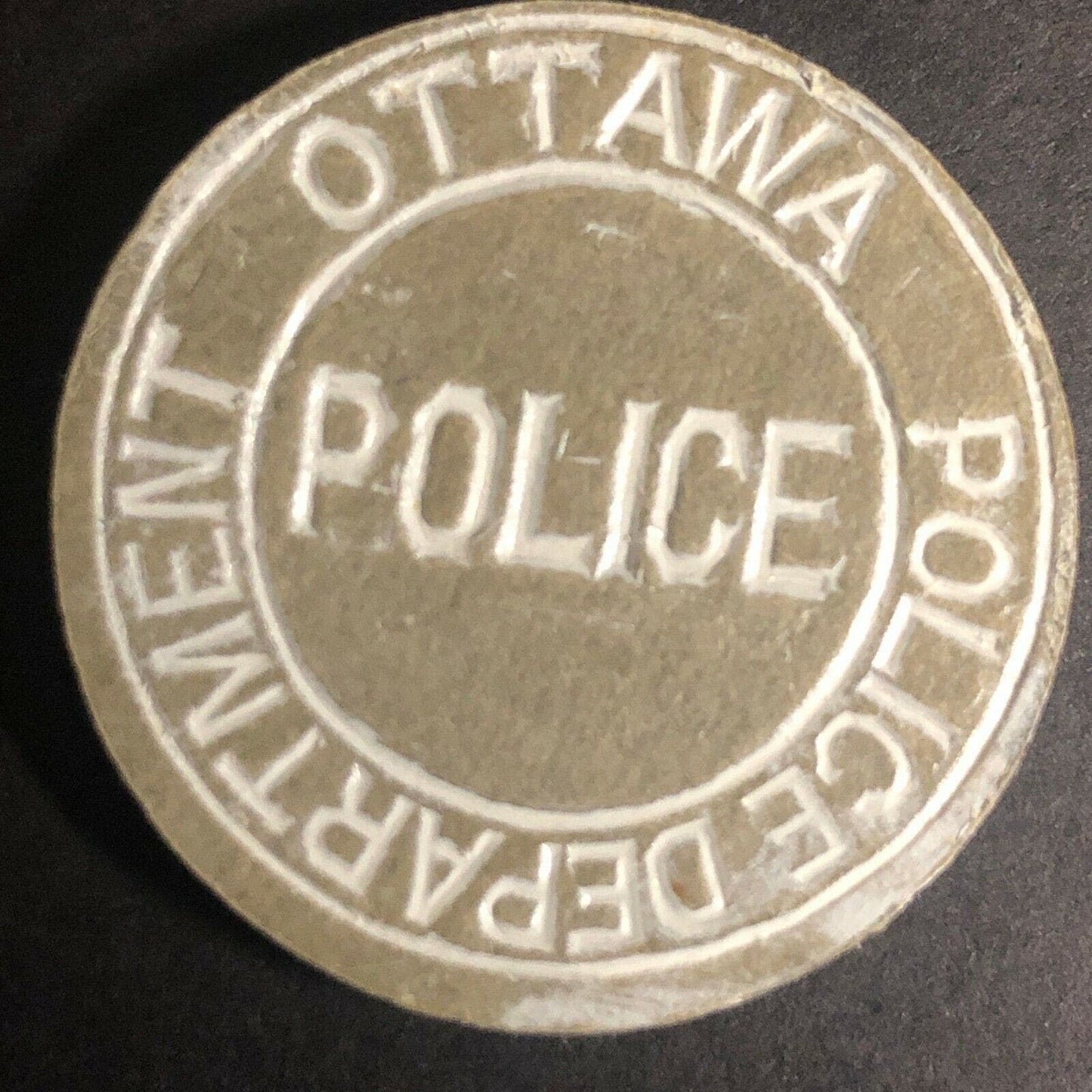 Vintage c1960's-70's 32mm Pressed Fiber / Wood "Ottawa Police Department" Token