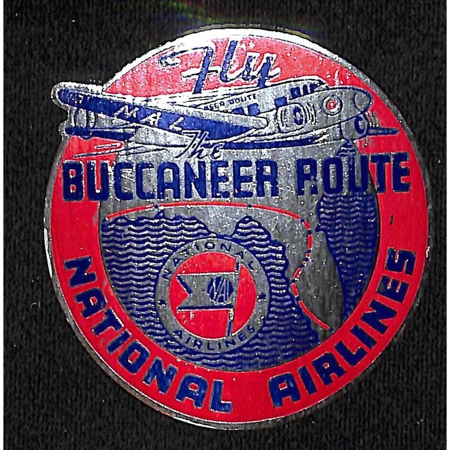 Fly Buccaneer Route National Airlines Foil Gum Label 2 5/8" VGC Scarce