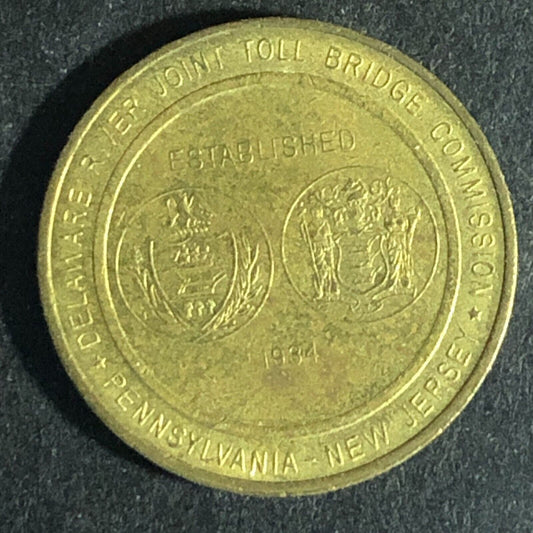 Delaware Joint Toll Bridge (PA. & NJ. ) Brass G/F One Passage Token - 20mm