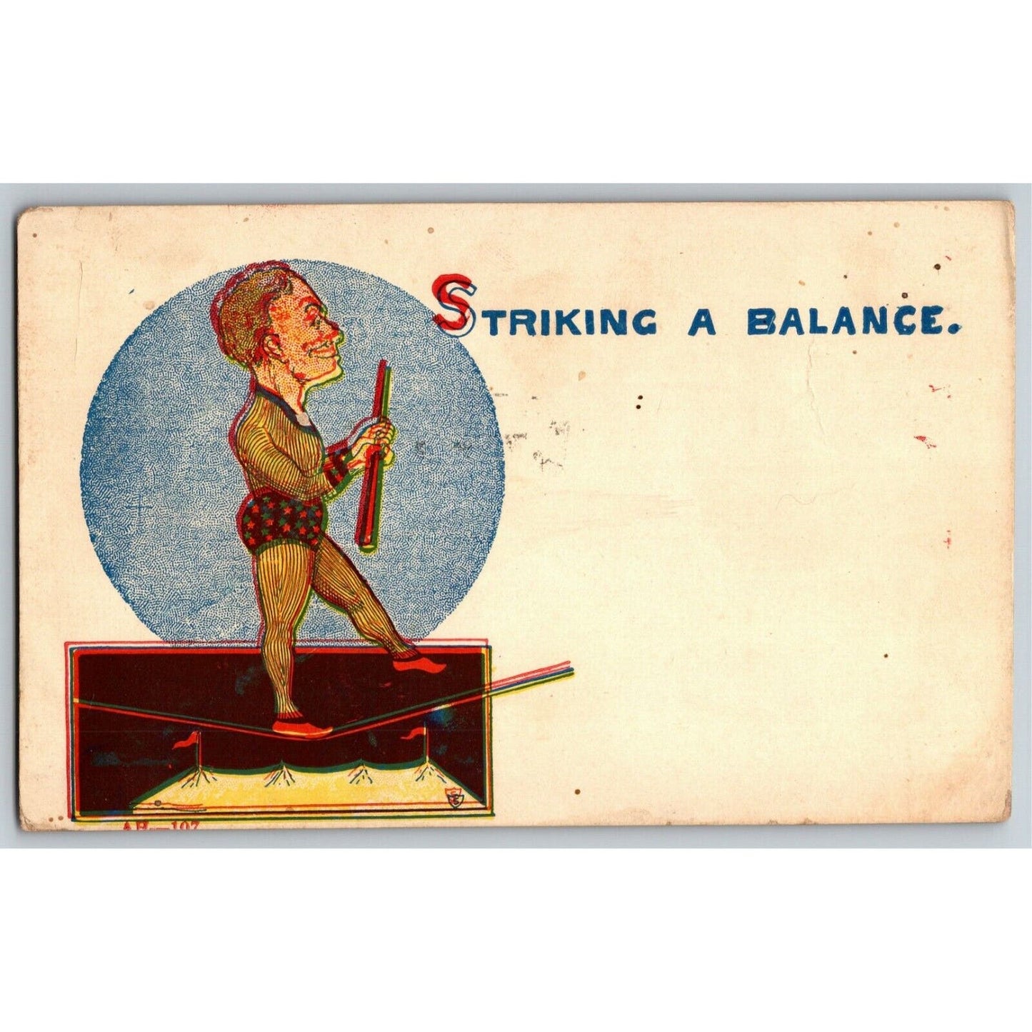 "Striking A Balance" c1905 Vintage Undivided Unposted Comic Humor Postcard