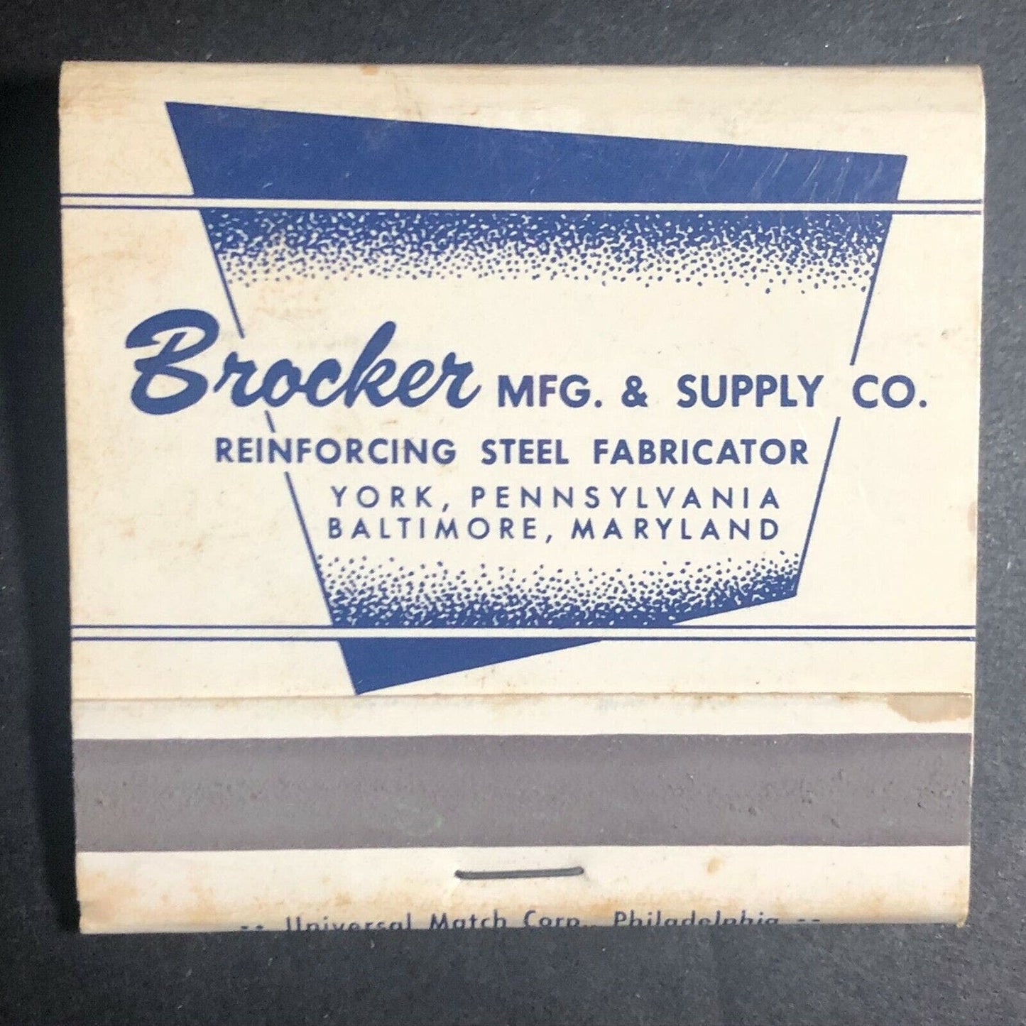 60's-70's Full Matchbook "Brocker Reinforcing Steel Fabricator" York, PA