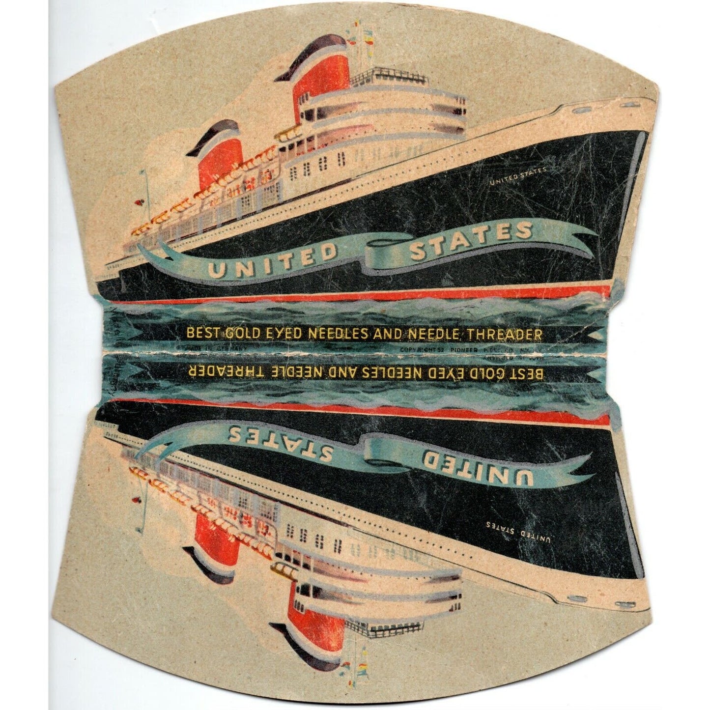 c1940's Advertising Sewing Needle Book "United States" Cruise Liner