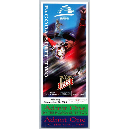2003 Indy 500 Saturday 5/10 Pagoda Suite Two Unused Ticket IMS #86