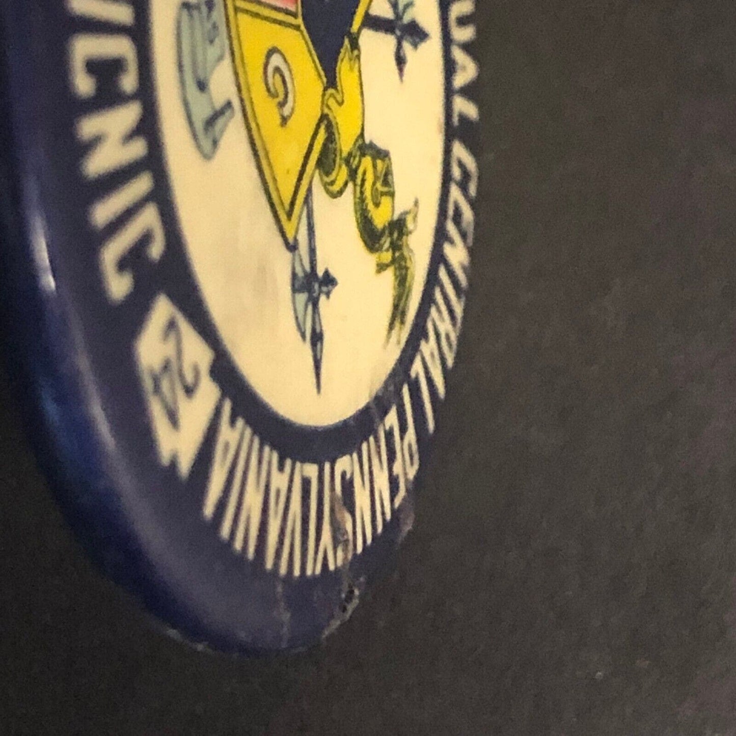 Knights of Pythias Picnic 1924 Central Penn. Celluloid Pinback 44mm Scarce