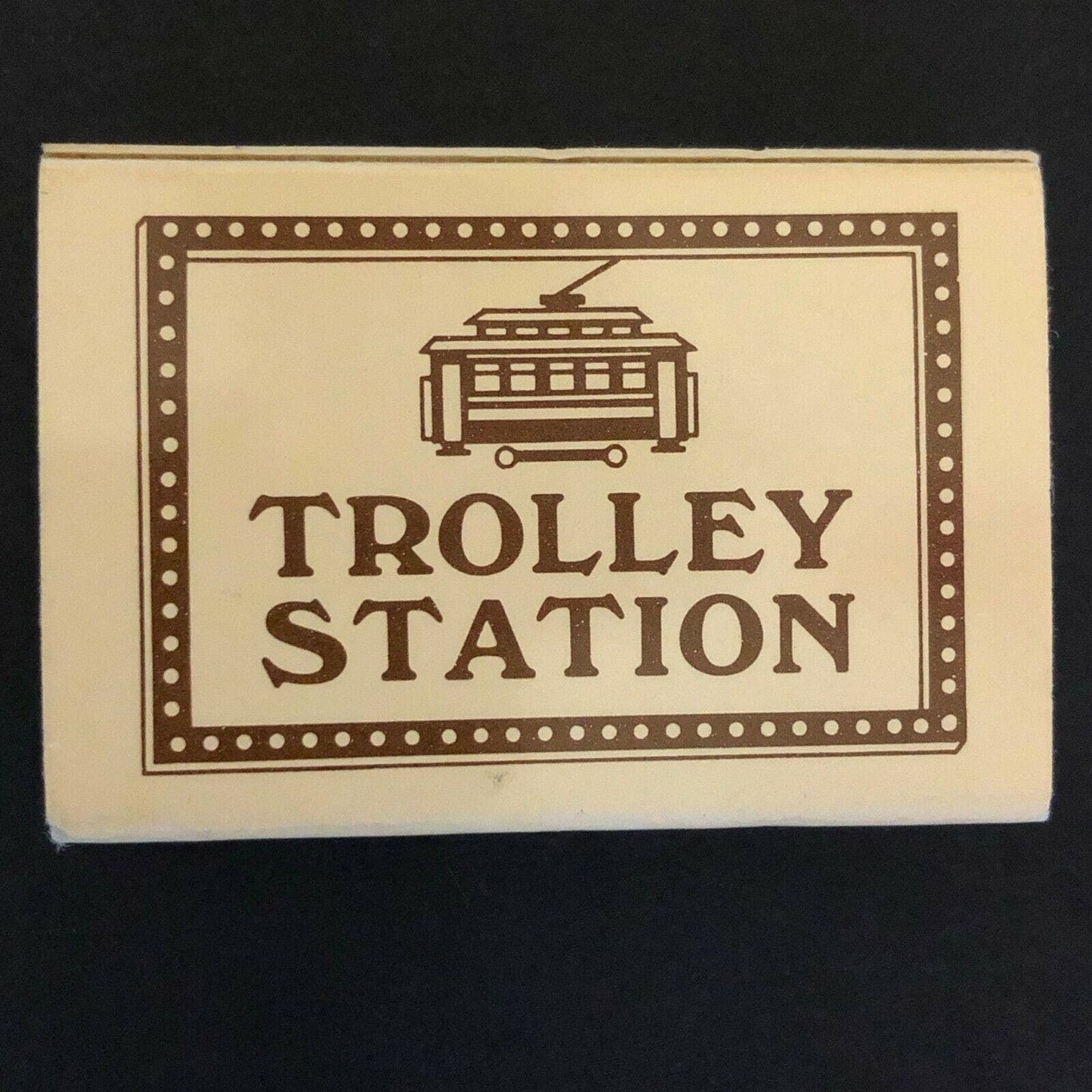 c1980-90 's Vintage Wooden Matchbox Matchbook "Trolley Station" Restaurant