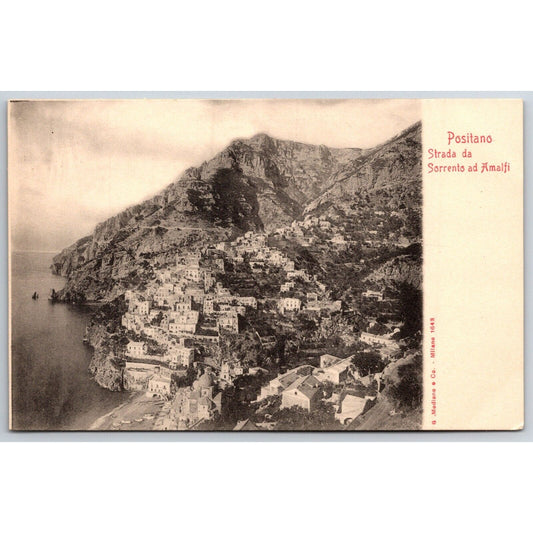 Italian Postcard Positano "Road From Sorrento to Amalfi" 1901-1907 NP VGC