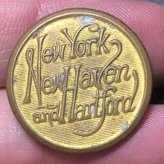 New York New Haven Hartford NH Railroad Brass Uniform Button 3/4" dia. Scovill
