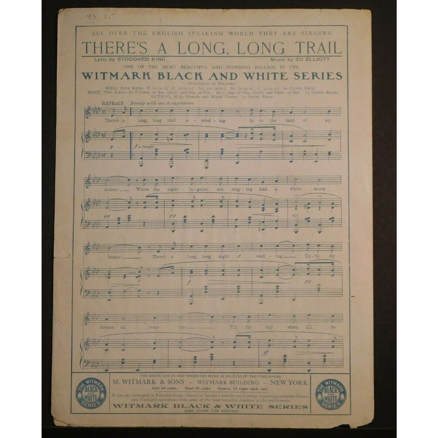 WWI Sheet Music - "Someday They're Coming Home Again" Soldiers Marching w/Rifles