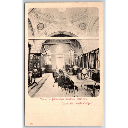 French Postcard Greetings From Constantinople Imperial Library1901-1907 NP VGC