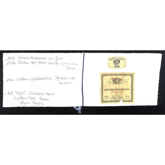 c1990's Restaurant Im Schiffchen Düsseldorf Folder w/ Affixed Wine Labels