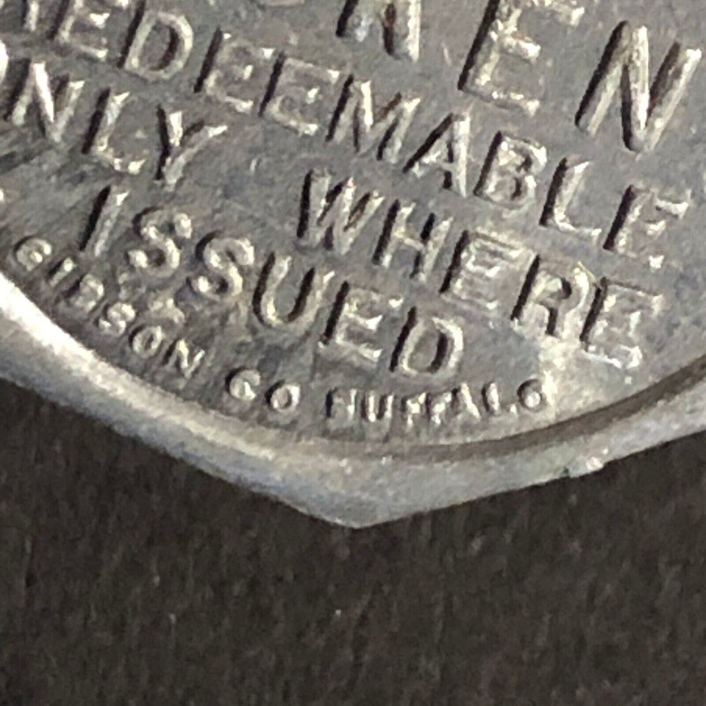 A.C. Gibson Co. 2300 Genesee St. Buffalo Alum. Receipt Token Octagon 22.59mm
