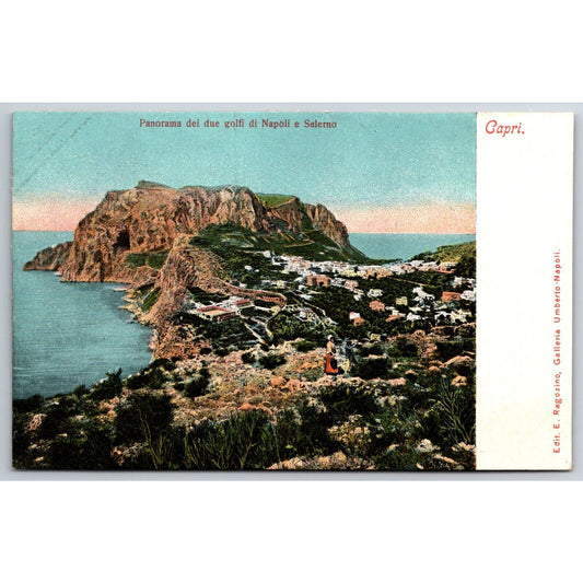 Italian Postcard Capri Panorama of the two Gulfs Naples and Salerno c1901-1907