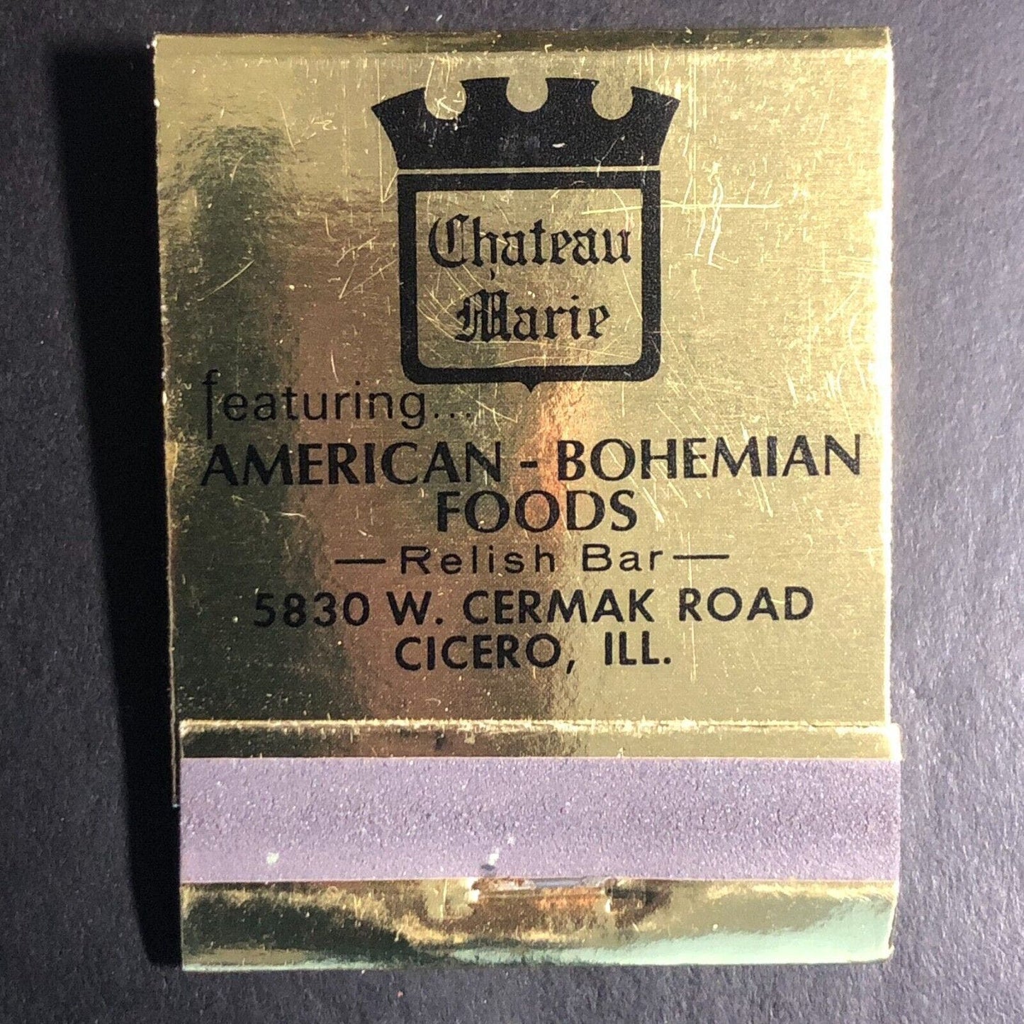 Chateau Marie Restaurant Cicero, IL Full Matchbook c1974-84
