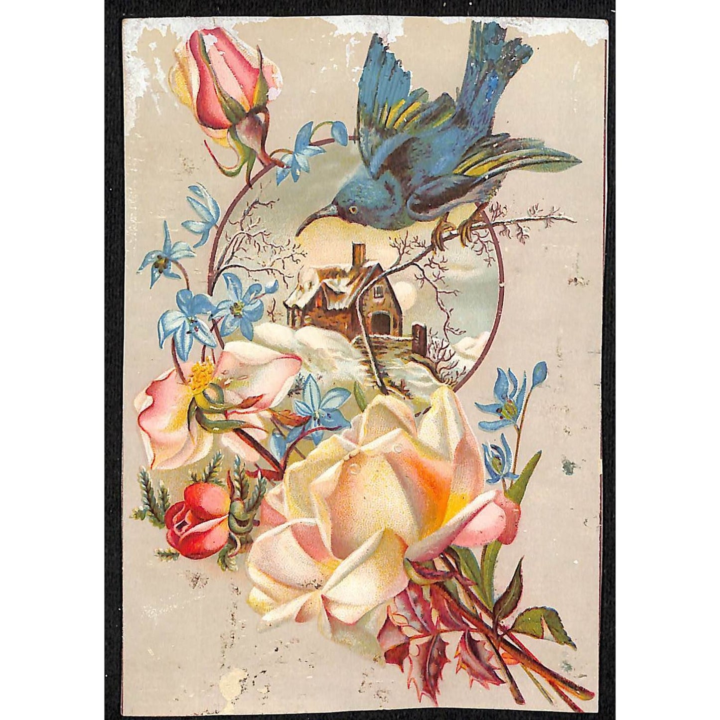 c1880's-90's Victorian Trade Card Union Tea & Coffee Burling Slip, NY Glitter