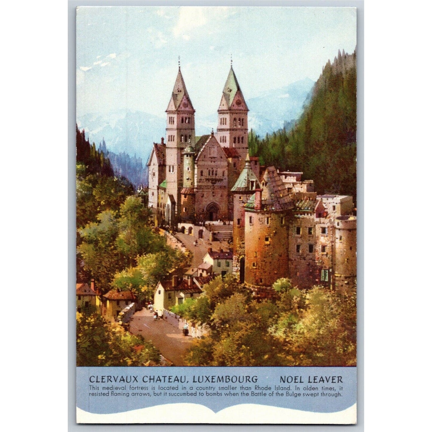 Clervaux Chateau Luxembourg Noel Leaver Ink Blotter c1950's-60's