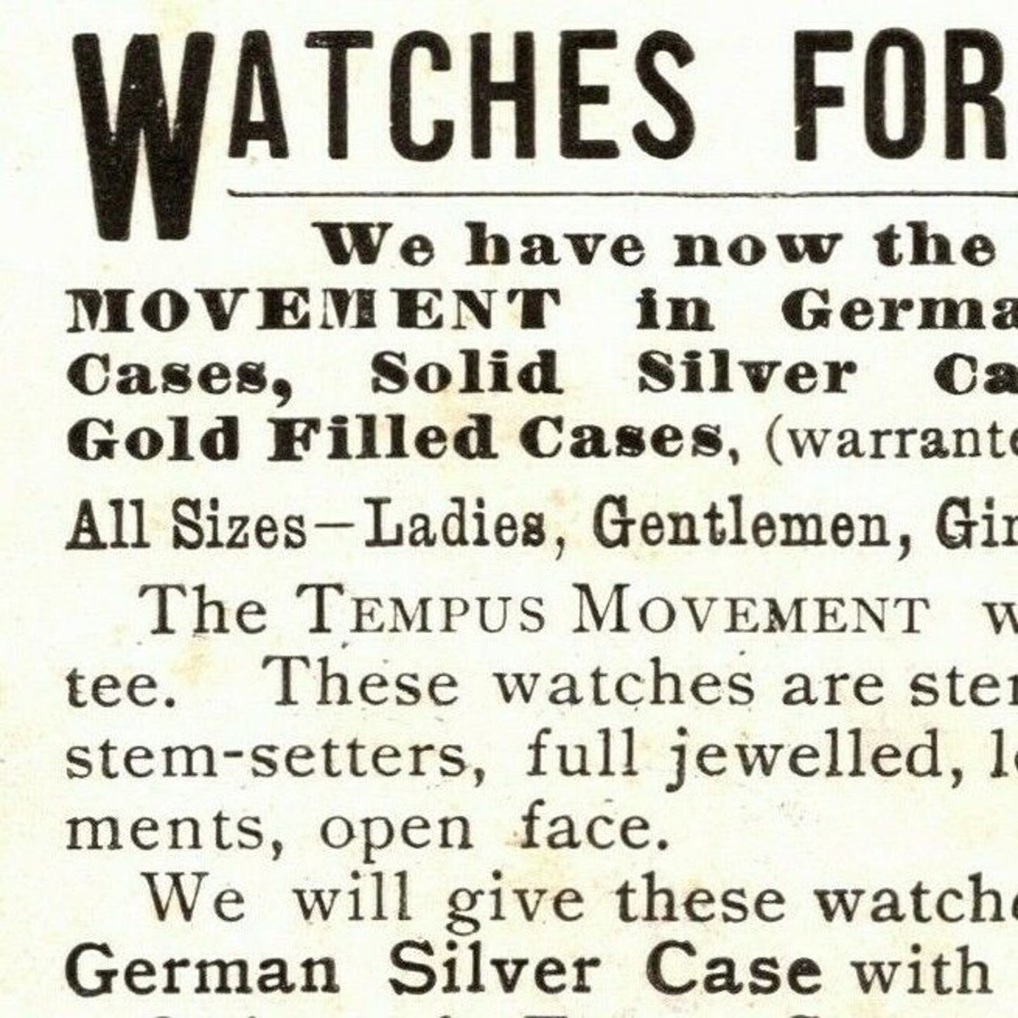 Victorian Trade Card - Great American Tea Co. - Gold & Silver Watch Offer
