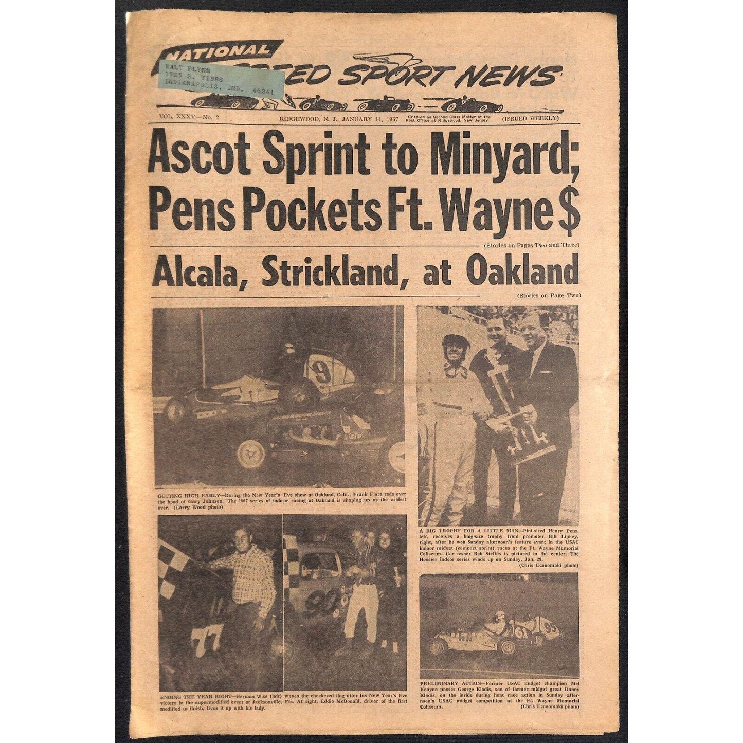 National Speed Sport News 1/11 1967 Hal Minyard Wins at Ascot Racing 11pp