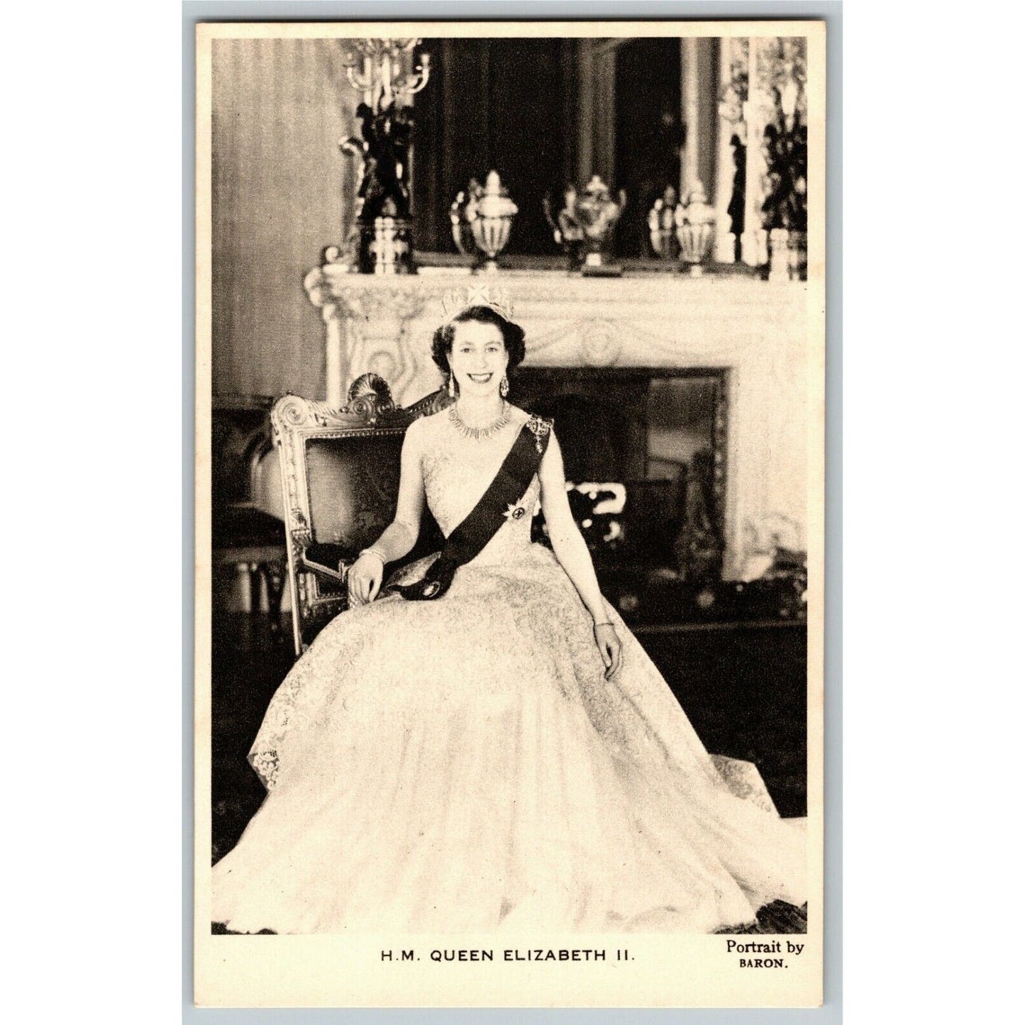 Queen Elizabeth II - Sitting for Portrait Near Fireplace PPC Postcard Unposted