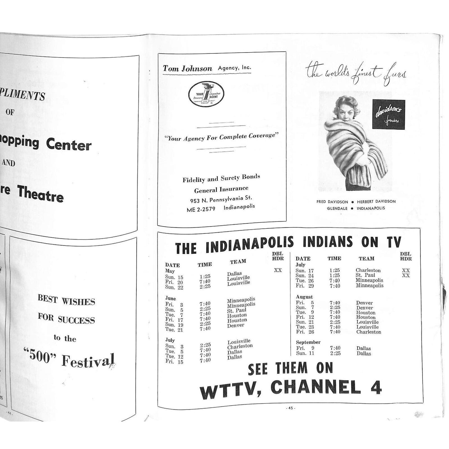 1960 "500" Festival Program +100pp - INDY 500 - Many Local Ads